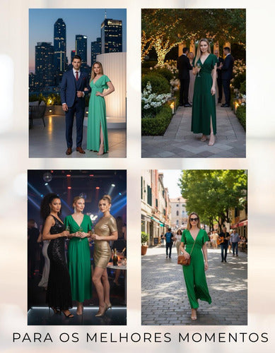 Vestido Longo Feminino Elegante Duna Com Fenda Lateral