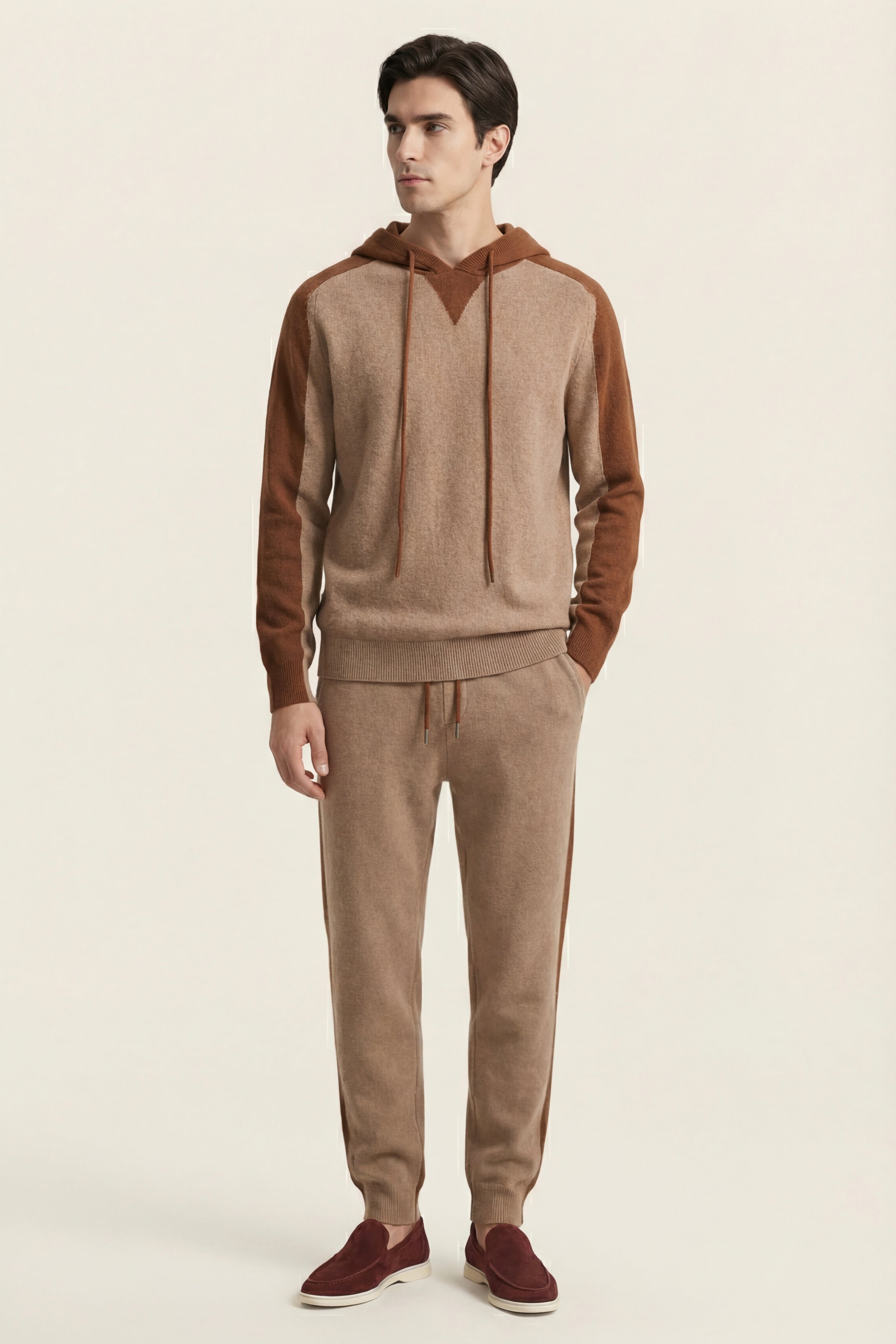 Jaquard Cashmere Tracksuit Beige