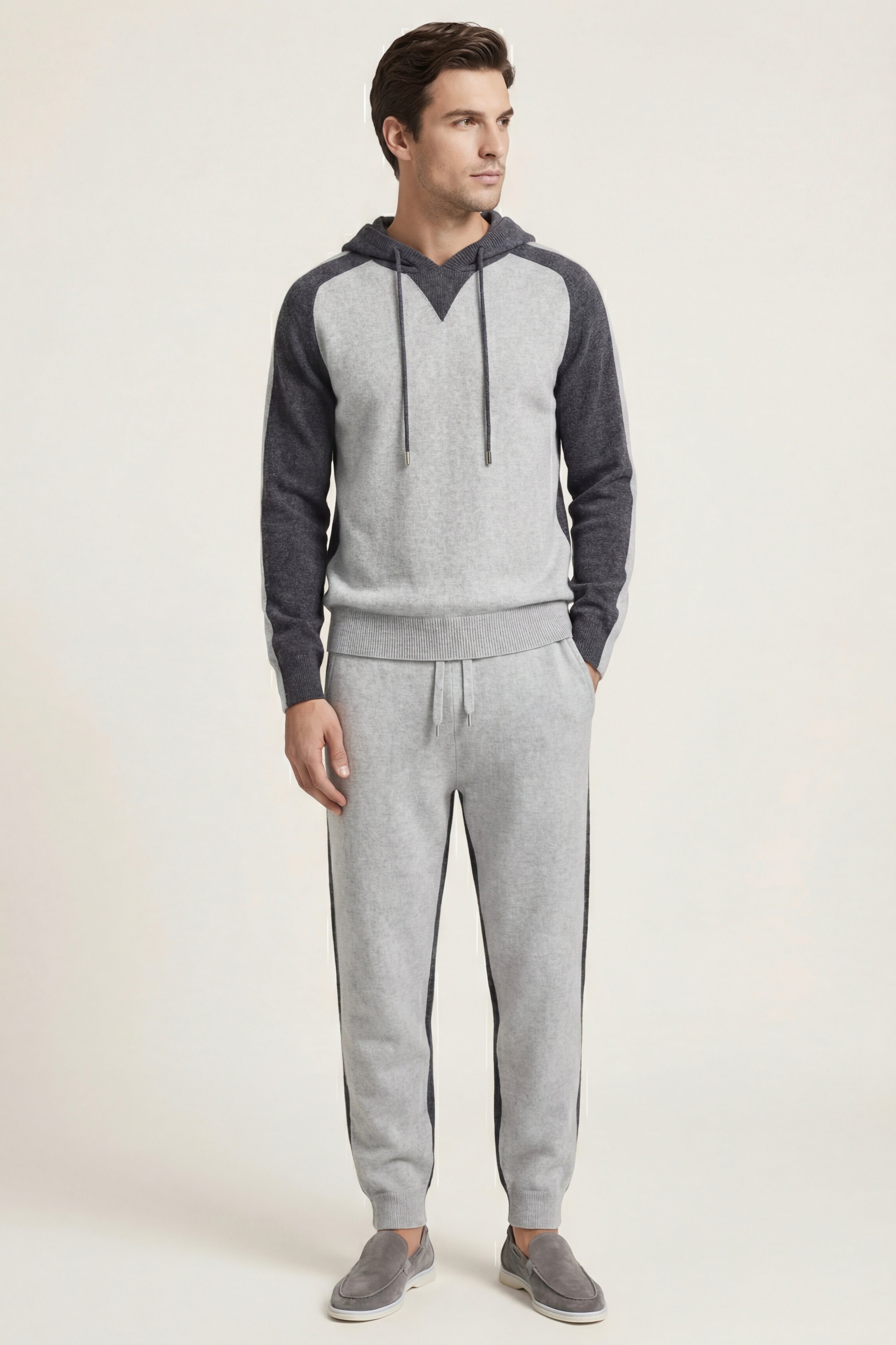 Jaquard Cashmere Tracksuit Grey
