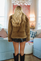 City Luxe Faux Fur Short Coat - Brown