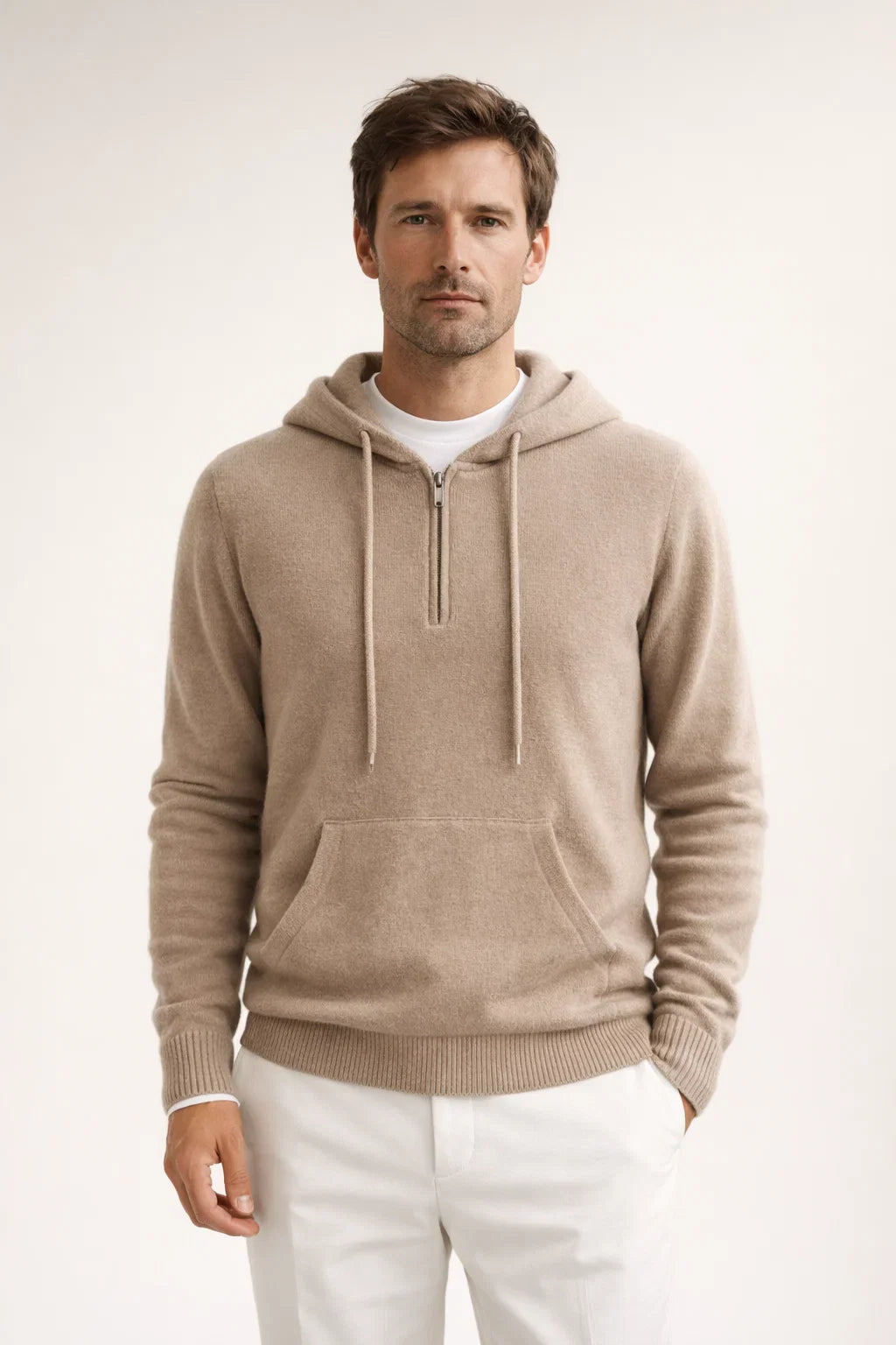 Elio City Zip Hoodie Beige