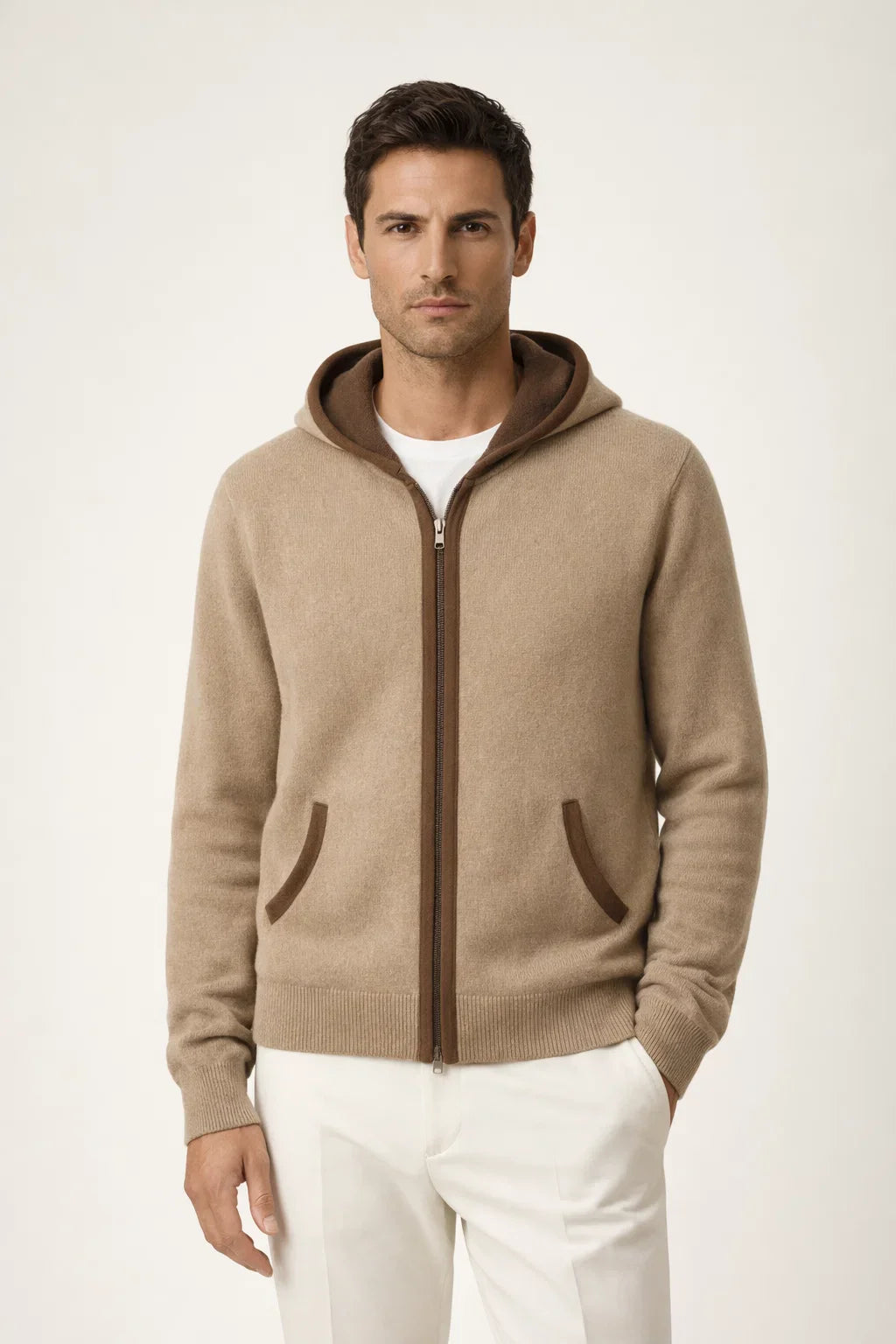Santoni Extrafine Hoodie Cream